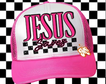 Faith Trucker Hat, Summer Trucket Hat, Trendy Trucker Hat, Cute Trucker Hat, Checkered Trucker Hat,  Faux Hat Patch