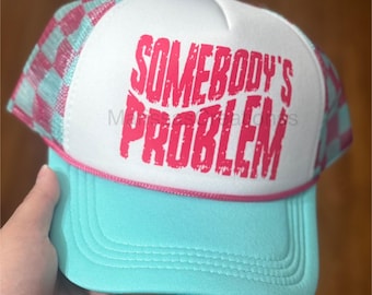 Problem Country Pink Grunge Distressed Gift Trucker Hat
