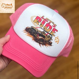 Let’s Ride Cheetah Trucker Hat, Summer Trucker Hat, Trendy Off Road Trucker Hat, Cute Trucker Hat, Gift For Her Trucker Hat, Faux Hat Patch