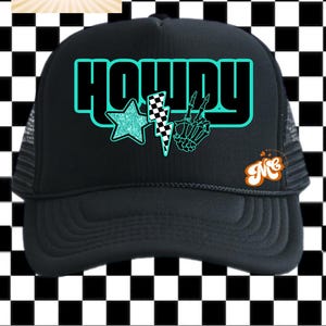 Howdy Western Trucker Hat With Hat Chain, Summer Trucket Hat, Trendy Mesh Hat, Country Trucker Hat, Cute Trucker Hat, Faux Hat Patch