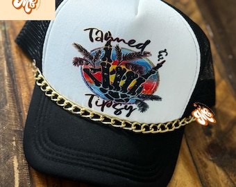Tanned & Tipsy Neon Grunge Drinking Summer Trucker Hat