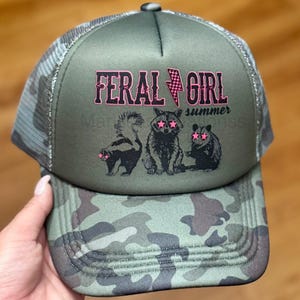 Feral Girl Summer Sarcastic Funny Raccoon Gift Trucker Hat