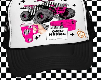 Goin’ Muddin’ Trucker Hat, Summer Trucker Hat, Trendy Trucker Hat, Cute Trucker Hat, Gift For Her Hat,  Faux Hat Patch, Summer Hat, Riding