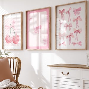 Rosa Schleifen Print Set: Girly coquette Zimmer Dekor (PDF Download)