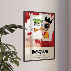 Jean Michel Basquiat, Single Prints, Basquiat Poster, Trompete, Galeriewand, Druck, Digitaldruck, Dino Black Poster