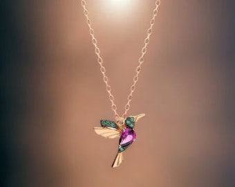 Plata de ley 925, collar de colibrí, regalo para ella, regalo del día de la madre, collar minimalista, oro rosa plateado, regalo para ella