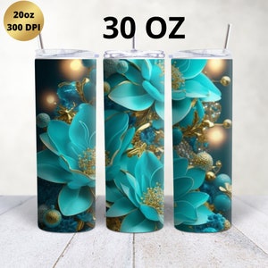3D Art 30oz Tumbler Sublimation Design Bundle, Sublimation 3D Designs,Straight Skinny Tumblers Wraps , Sublimation Designs, flowers, 300 DPI