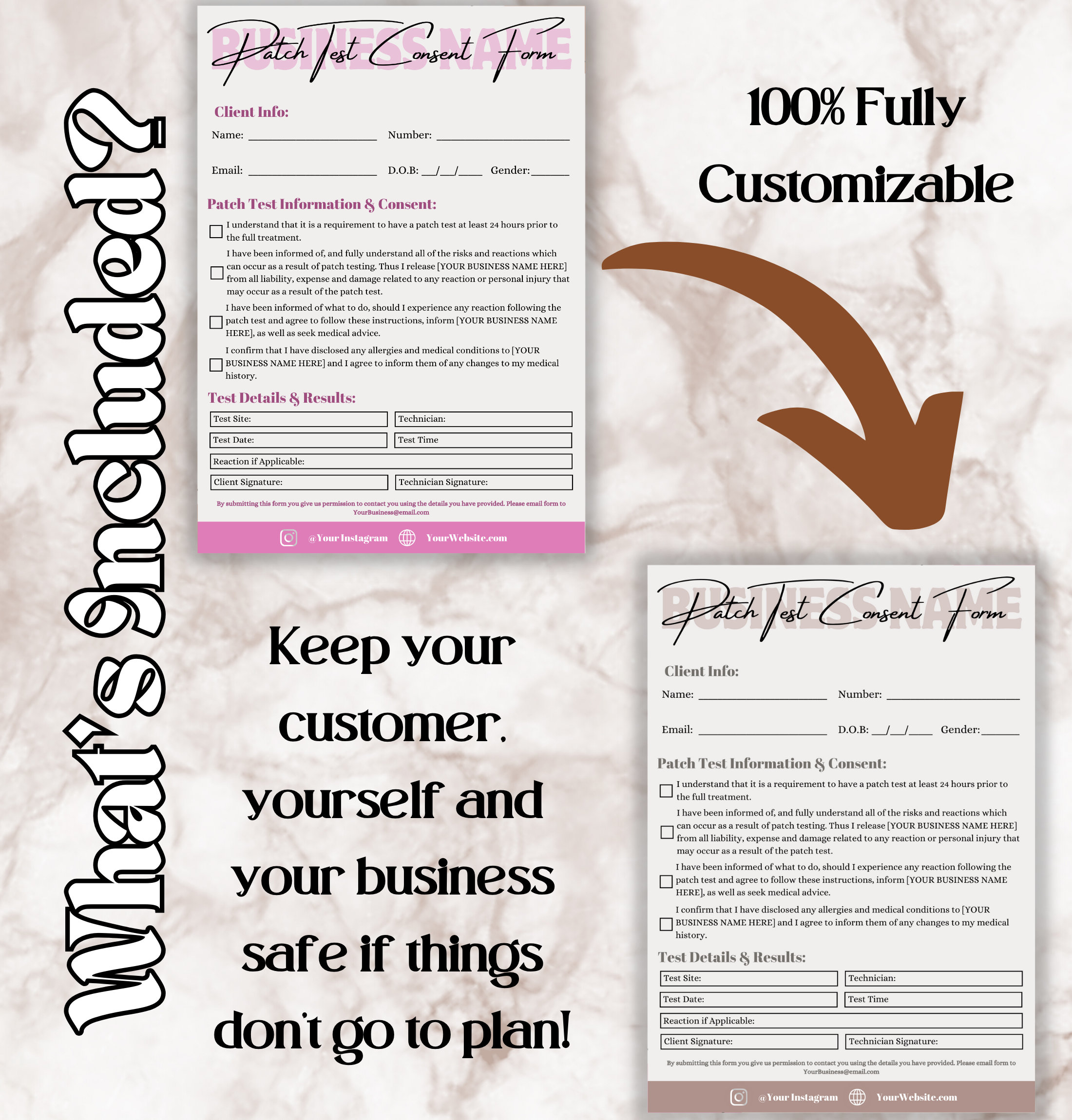 Patch Test Client Consent Form Template, Beauty Treatment Waiver Form