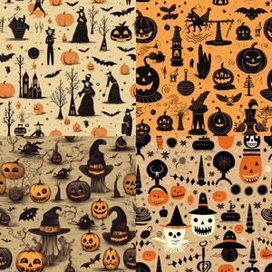 Vintage halloween digital paper, instant download scrapbook paper, printable digital backgrounds