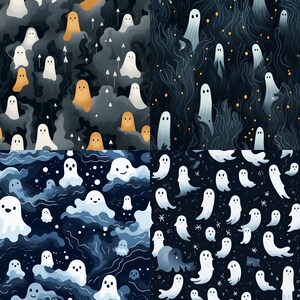 cute ghosts halloween digital paper, instant download scrapbook paper, printable digital backgrounds
