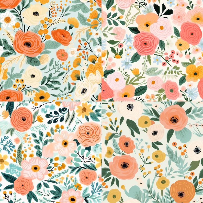 Rifle Paper Co. Inspired Digital Paper, Instant Download Scrapbook ...