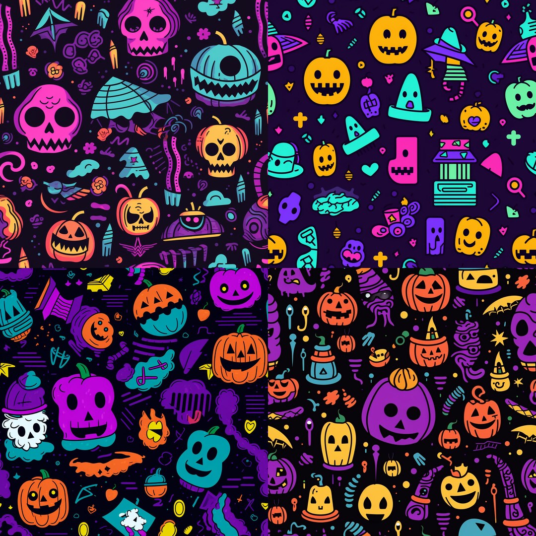 80's Halloween Digital Paper, Instant Download Scrapbook Paper