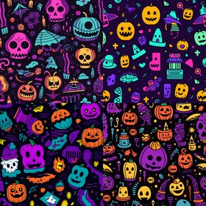 80&#39;s halloween digital paper, instant download scrapbook paper, printable digital backgrounds