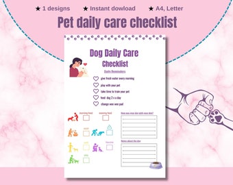 Daily Dog Care Chart for Puppy Care Printable Chore Chart Dog Care ...