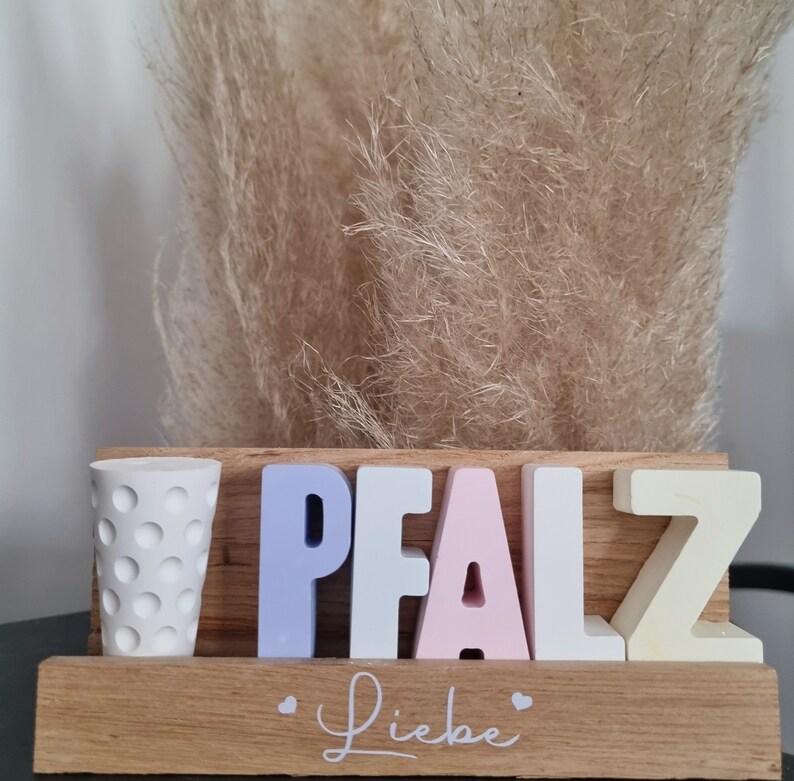 Pfalzliebe Aperol wein Dekoration Buchstaben holzdekoration Liebe Trockenblumen pfalz Geschenke für Mama Oma Papa Opa Geschenkidee für sie Bild 5