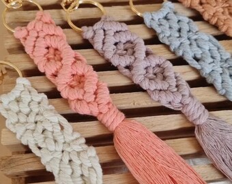 macrame keychain boho different colors