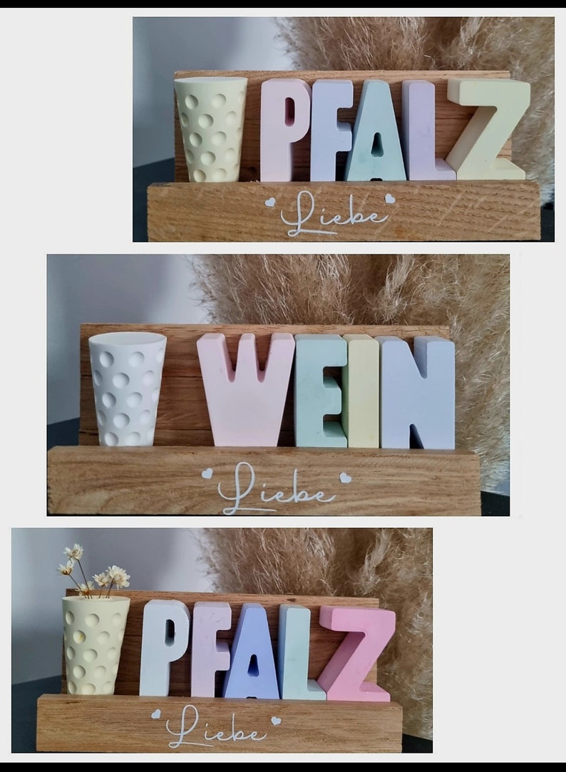 Pfalzliebe Aperol wine decoration letters wooden decoration love dried flowers Palatinate gifts for mom grandma dad grandpa gift idea for her image 7