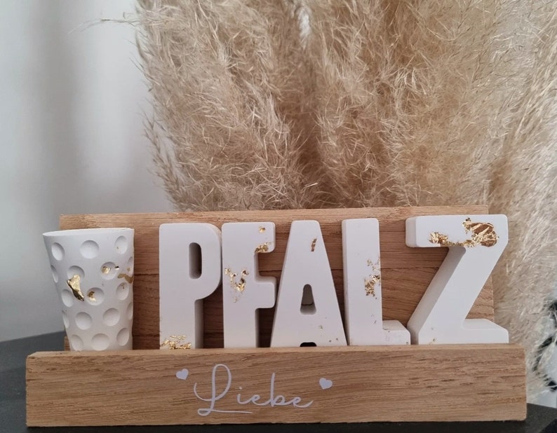 Pfalzliebe Aperol wein Dekoration Buchstaben holzdekoration Liebe Trockenblumen pfalz Geschenke für Mama Oma Papa Opa Geschenkidee für sie Bild 1