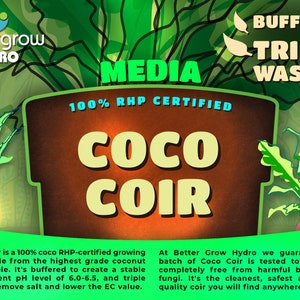 Premium Organic Coco Coir - Buffered - Triple Washed - pH Balanced - RHP Certified