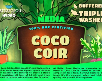 Premium Organic Coco Coir - 2 GALLON - Buffered - Triple Washed - pH Balanced - RHP Certified