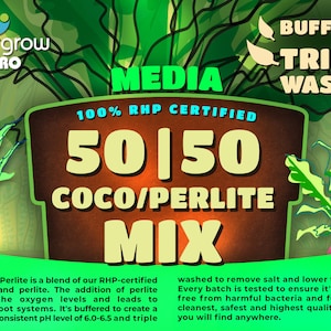 Premium Organic 50/50 Coco Coir/Perlite Mix - Buffered - Triple Washed - pH Balanced - RHP Certified
