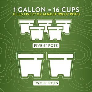 FINE Aroid Mix - an artisanal mix for philodendron, monstera, alocasia and other plants that prefer a light, quick draining medium - sizing chart