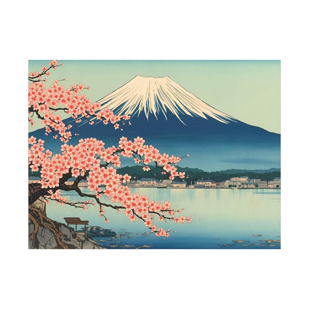 Mount Fuji Cherry Blossom Canvas Print, Japanese Landscape Wall Art - Etsy