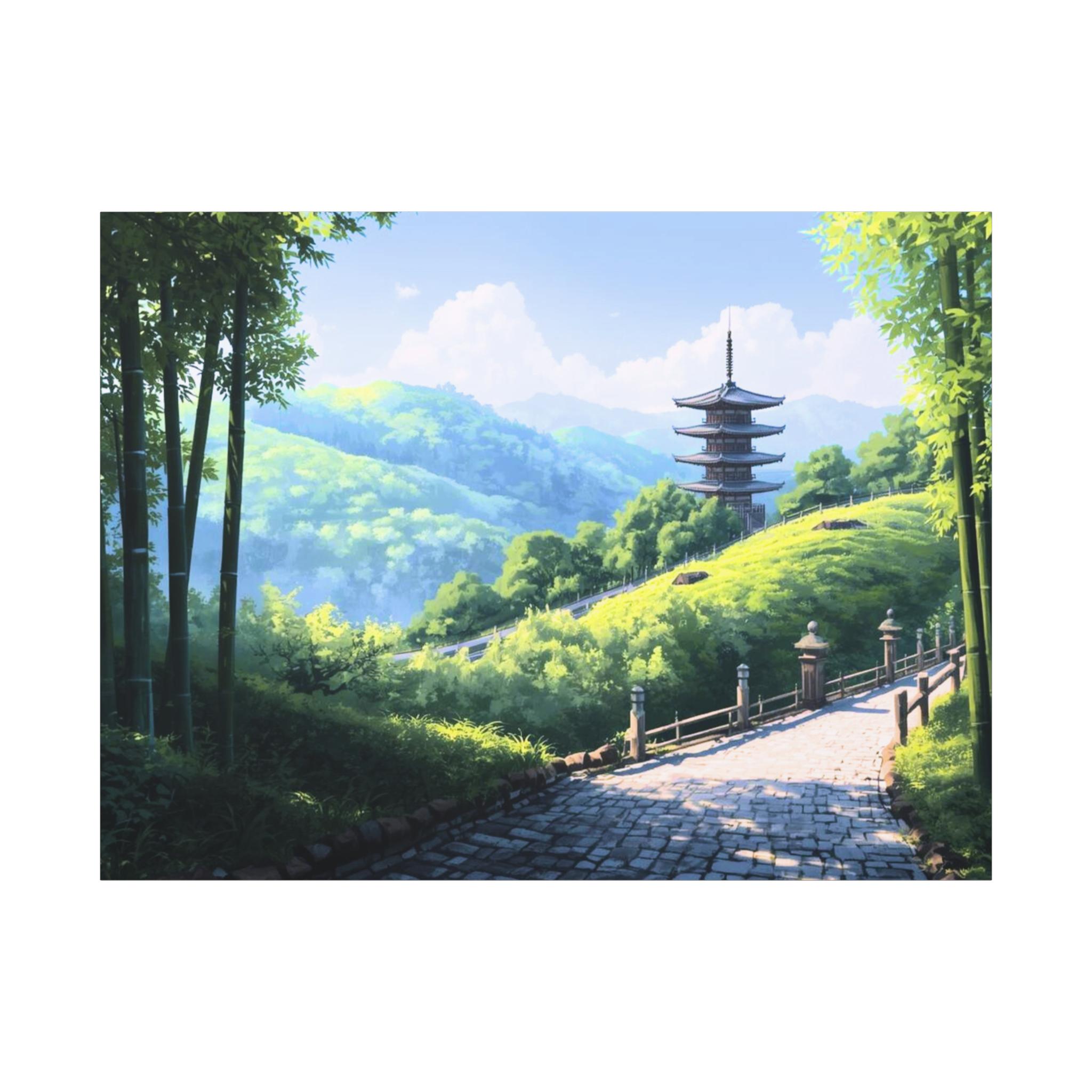 Japanese Pagoda Mountain Canvas Print, Scenic Landscape Wall Art - Etsy