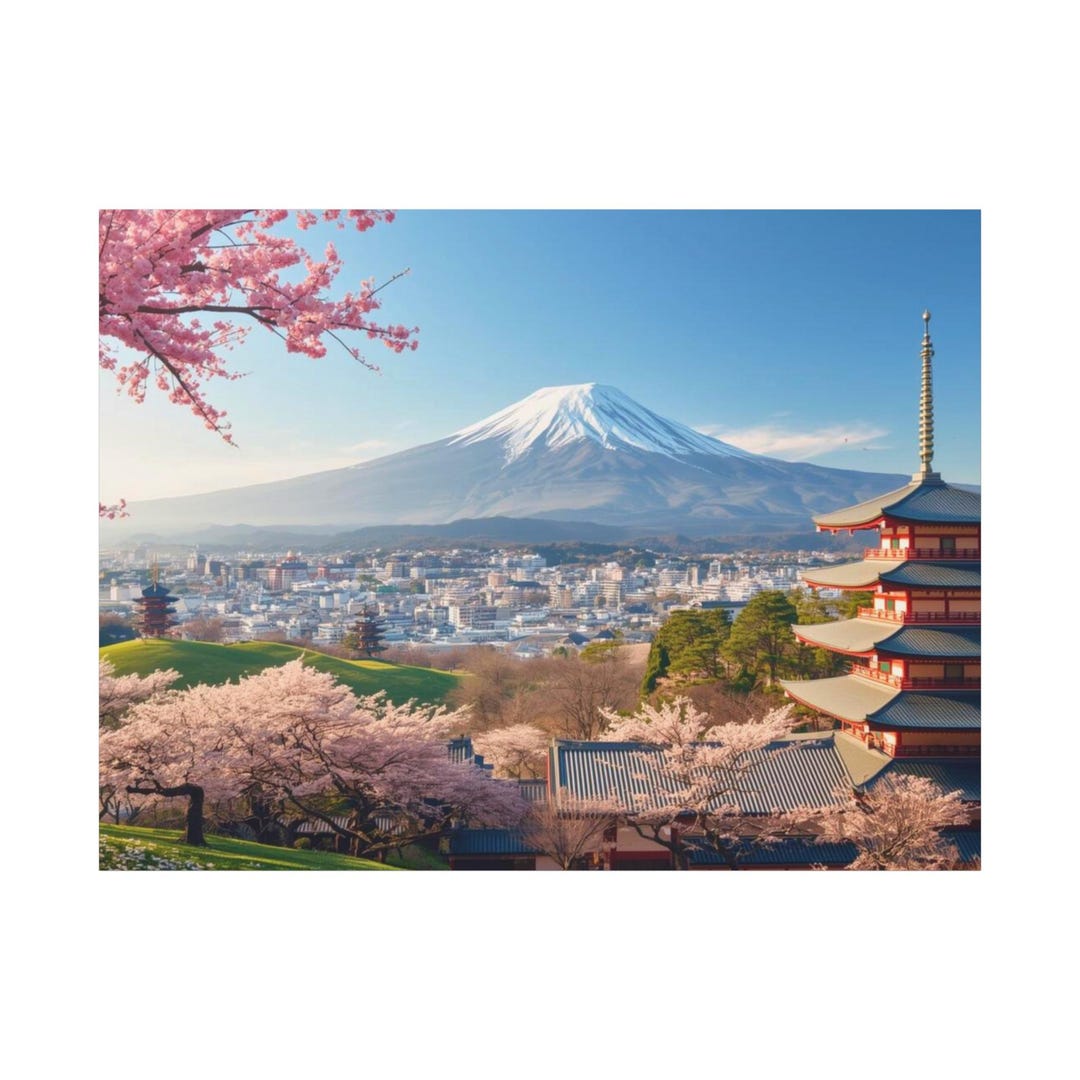 Mount Fuji Cherry Blossom Canvas Print, Japanese Landscape Wall Art - Etsy