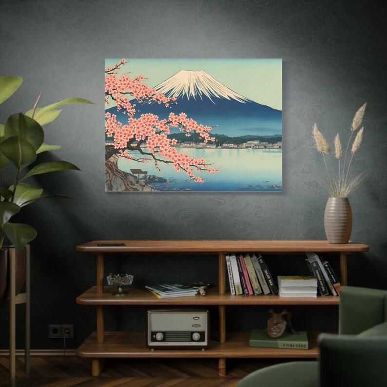 Mount Fuji Cherry Blossom Canvas Print, Japanese Landscape Wall Art - Etsy