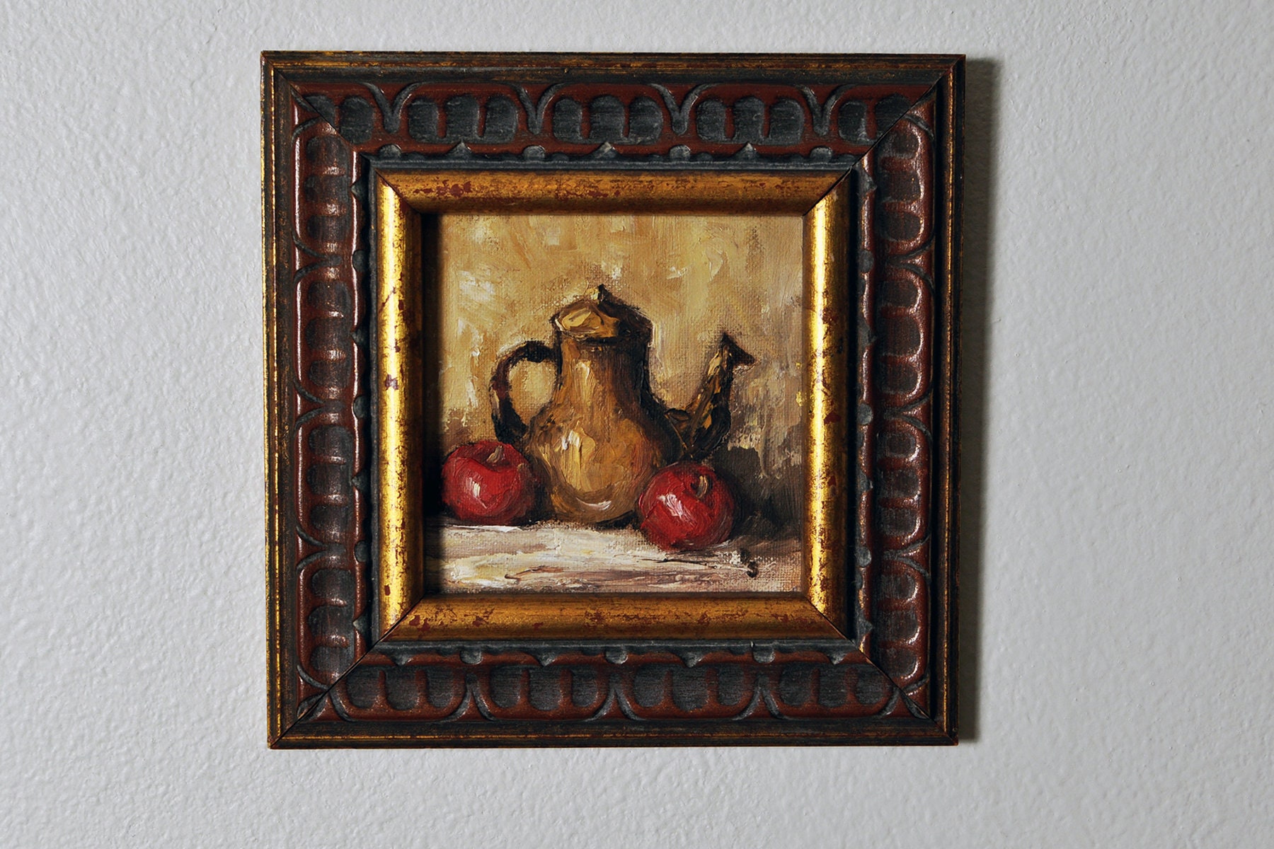 Vintage 1970s Dorothy Stuart "Cider" Framed Still Life Oil Painting
