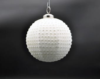 Large Vintage White Hobnail Mercury Glass Kugel Ornament