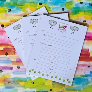 3-Pack LOVE TENNIS SCORING NOTEPADs, Gift for Tennis Lovers, Cute Stationery, Paper Score Sheets