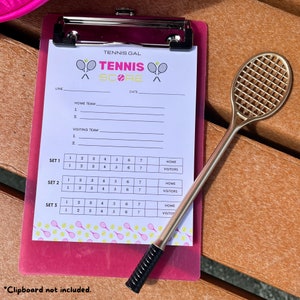 TENNIS SCORING NOTEPAD & Pen, Tennis Score keeper, Cute Tennis Racket Gel Pens, Scorecard Pad, Unique Sports Stationery, Tennis Gift