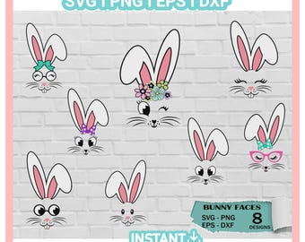 Cute Bunny Face SVG, Easter Bunny SVG for Cricut, Spring Animal Svg, Rabbit Cut File PNG, Easter Shirt Png, Happy Easter Clipart Spring