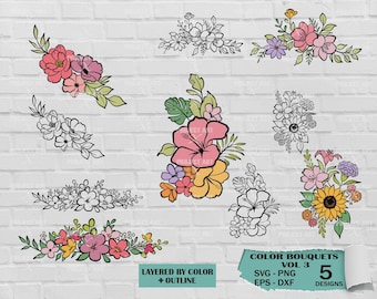 花のSVGバンドル、フラワーアレンジメントSVG、花のSVG、野生の花のSVG、花のボーダーSVG、花束SVG、花のボーダーSVG、花のPNG、植物