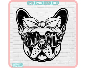 Französische Bulldogge mit Bandana svg, Fenchie mama svg, Französische Bulldogge svg, Frenchie svg, Hundemama svg, Hundeliebhabergeschenk Französische Mutter niedlicher Welpe F1