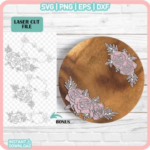 Flower LASER Cut file SVG, Floral LASER File, Laser svg files, Layered Flower Laser Cut file svg, Flower cut file, Floral svg file