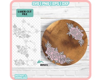 Flower LASER Cut file SVG, Floral LASER File, Laser svg files, Layered Flower Laser Cut file svg, Flower cut file, Floral svg file
