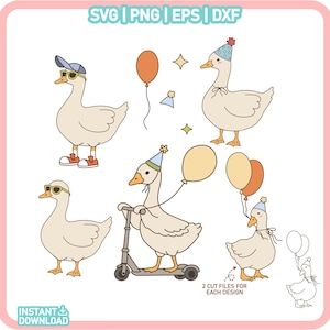 愚かなガチョウのクリップアート セット SVG PNG、愚かなガチョウのシャツ デザイン、ヒッピー ガチョウ、かわいいガチョウ、スコッター付きガチョウ SVG、愚かすぎる、面白いガチョウ