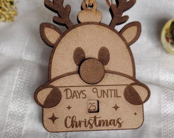 Conto alla rovescia di Natale con renne in formato SVG, file di ornamenti tagliati al laser, modello di lavoretti natalizi, file digitale Glowforge, conto alla rovescia di Natale, giorni fino a Natale C1