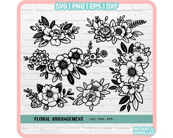 花のSVGバンドル、フラワーアレンジメントSVG、花のSVG、野生の花のSVG、花のボーダーSVG、花束SVG、花のボーダーSVG、花のPNG、植物