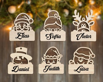 Christmas Tree Decorations Craft Hanging Deer ornaments laser cut files For Glowforge Christmas Ornament SVG customizable christmas Designs