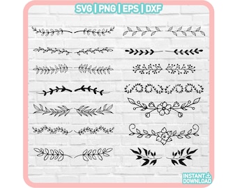 Bundle de verdure feuille séparateur svg, séparateurs floraux svg, svg feuilles, bordure décorative svg, clipart png feuille, séparateur de texte svg, svg cadre
