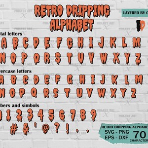 Dripping Font SVG, Dripping Alphabet, Halloween Alphabet svg, Svg File for Cricut and Silhouette, Melted letters SVG,Retro dripping alphabet