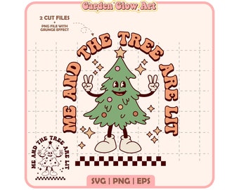 RETRO Weihnachtsbaum SVG, Retro Weihnachten Charakter SVG, niedliche Weihnachtsbaum Clipart, Weihnachtsbaum Png, Vintage Weihnachtsbaum geschnitten Datei