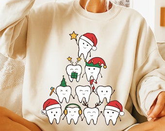 Oh Dentistree - Dientes navideños SVG, Diseño PNG de sublimación para dentistas, Diseño de asistente dental, Árbol de Navidad dental, Divertidos dientes navideños SVG