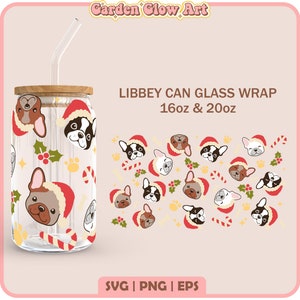Weihnachtshund Libbey Glas svg, süßer Hund SVG, 16 Unzen Glass Can Wrap, Feiertagshund svg, Neujahrshund svg, Hundepfoten Libbey, Libbey Glass Wrap