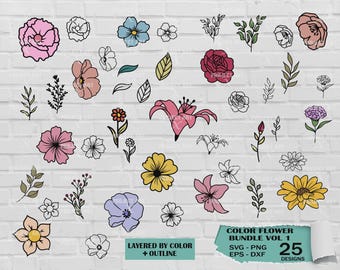 Fleur Svg, Svg fleur, fleurs sauvages svg, fleurs et feuilles, fleurs fichiers coupés Svg, fleurs sauvages svg, bundle fleur svg, fleurs