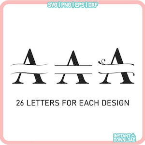 Split Monogram SVG Bundle, monogram letter svg Spilt Letter Svg, Alphabet Clipart, Last Name Svg, Family Name Frame, Commercial Use Cut File